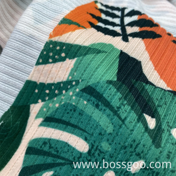 Print Stretch Polyester Spandex Ribbed Bikini Fabric
